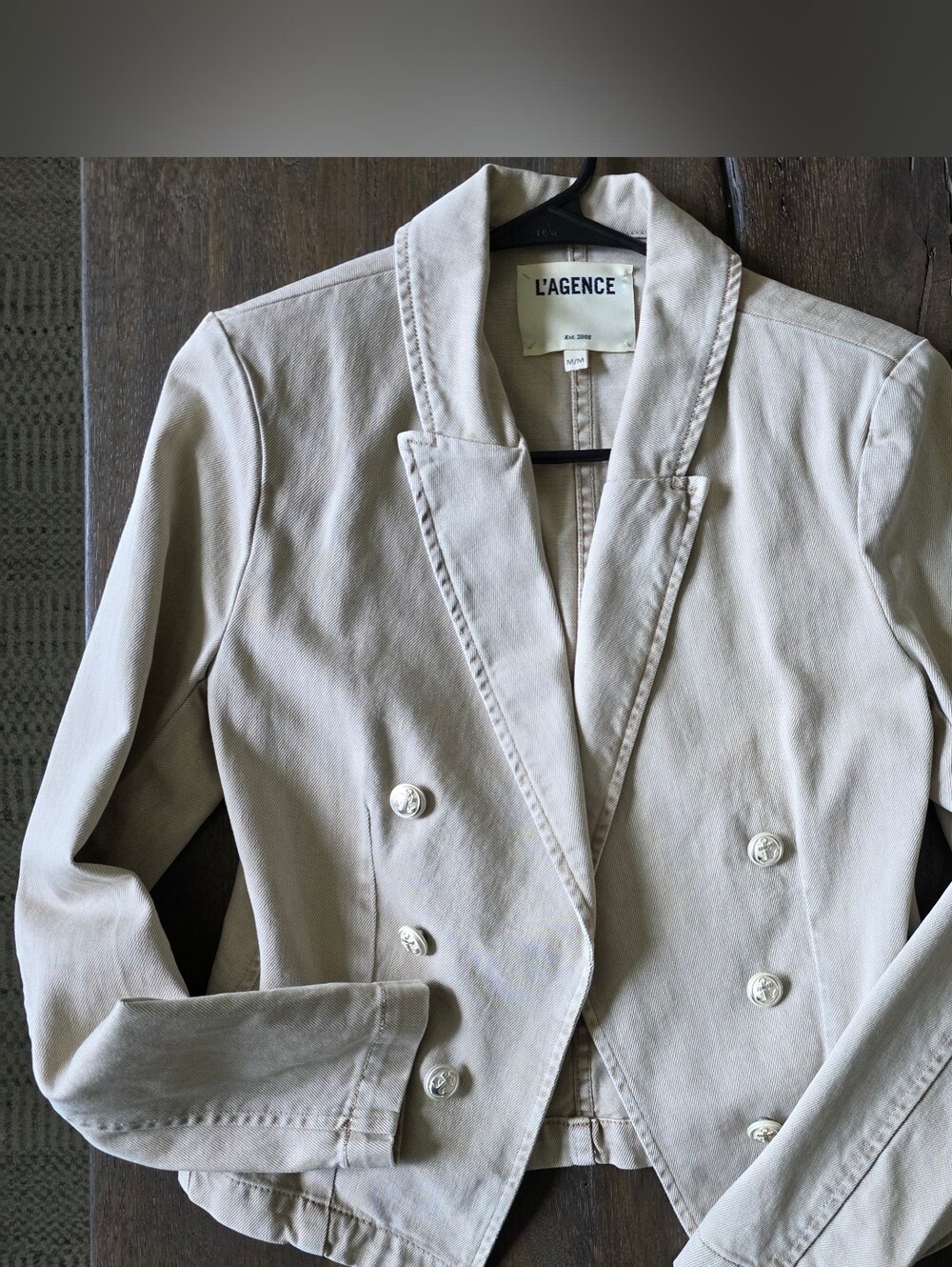 L'Agence Double Breasted Wayne Jacket Sand Size M Pristine